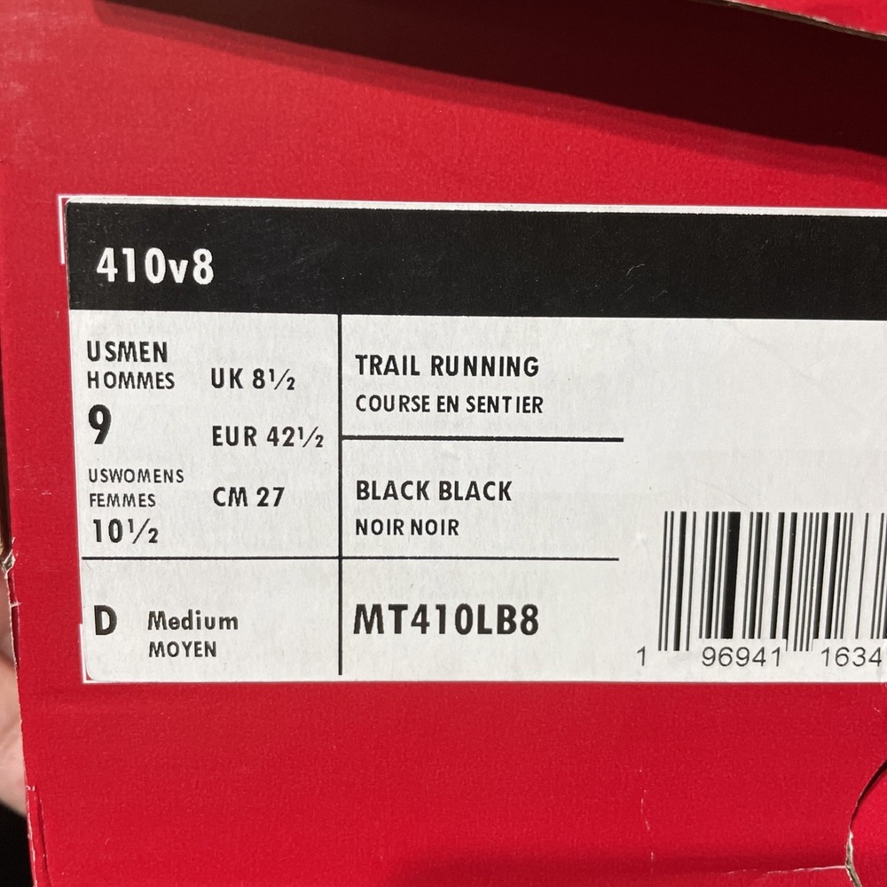 New Balance 410v8 Trail Running Shoes Black Grey MT410LB8 Mens Size 9 4E WIDE - Picture 7 of 7